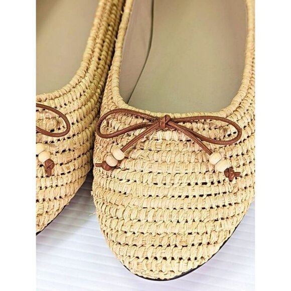 Joie Women's Aimee Woven Raffia Ballerina Flats Natural Size 9 (MSRP $228) - Picture 4 of 11